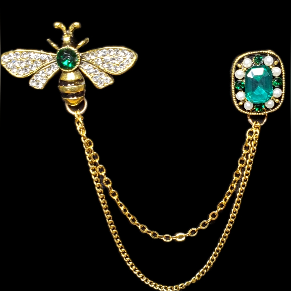Elegant Vintage Inspired 🐝 Double Pin with Chain